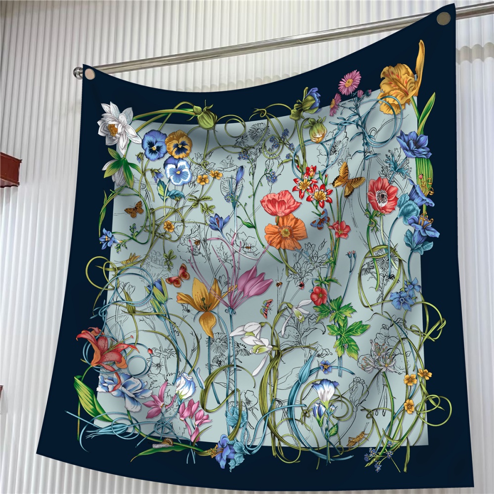 Scarf Silk Square - Silk Scarf Women Floral Printed Square